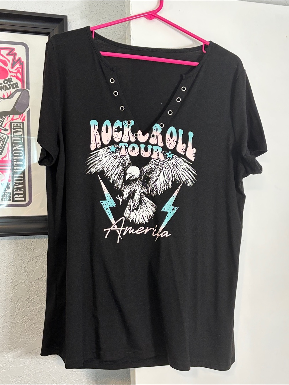 Black Rock 'n' Roll Tour America V-Neck Graphic Tee